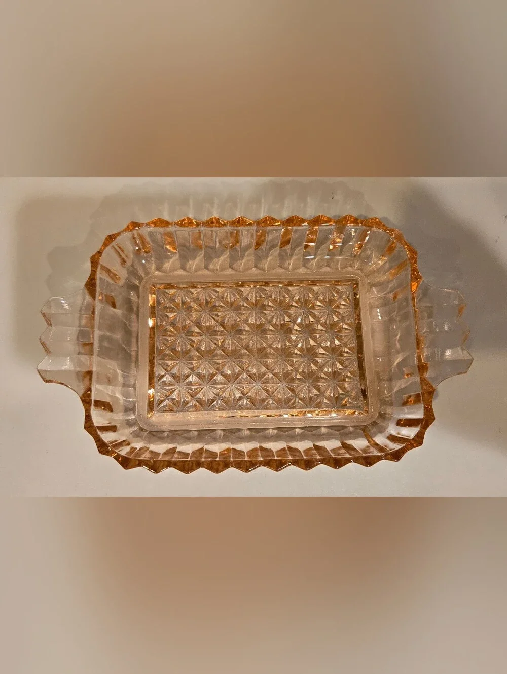 Vintage Jeannette Glass Pink Depression Glass Relish Tray with Handles